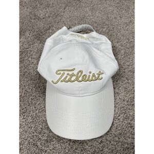 Titleist Hat Womens Adult One Size Strapback White Gold Logo Golf Relaxed Preppy